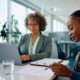 going through terms of agreement during meeting with insurance agent