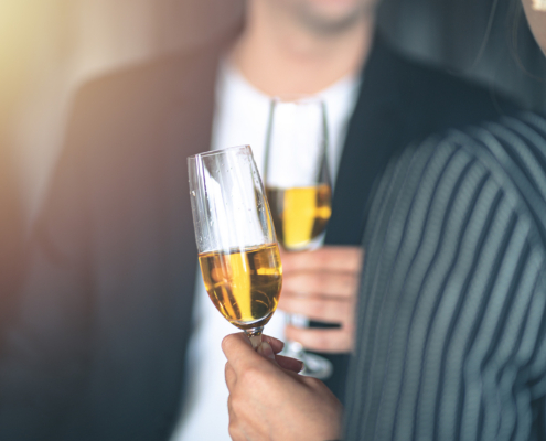 close up view of drinks at event